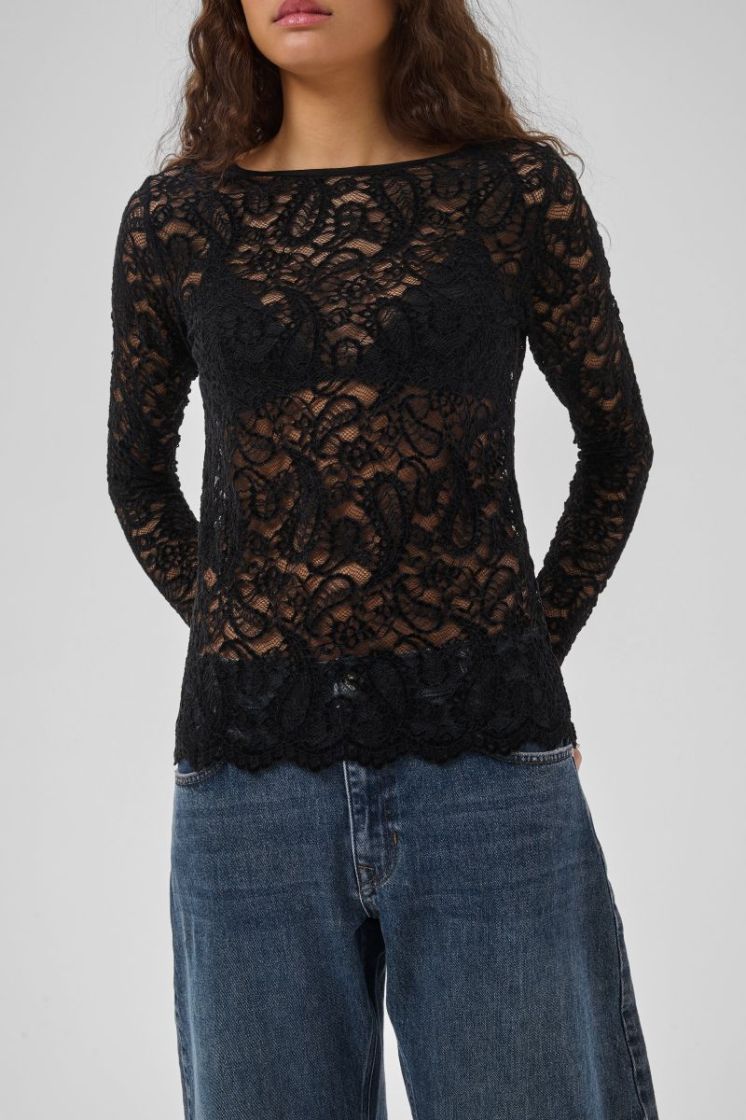 Salvi LS Lace Blouse 100031 Black