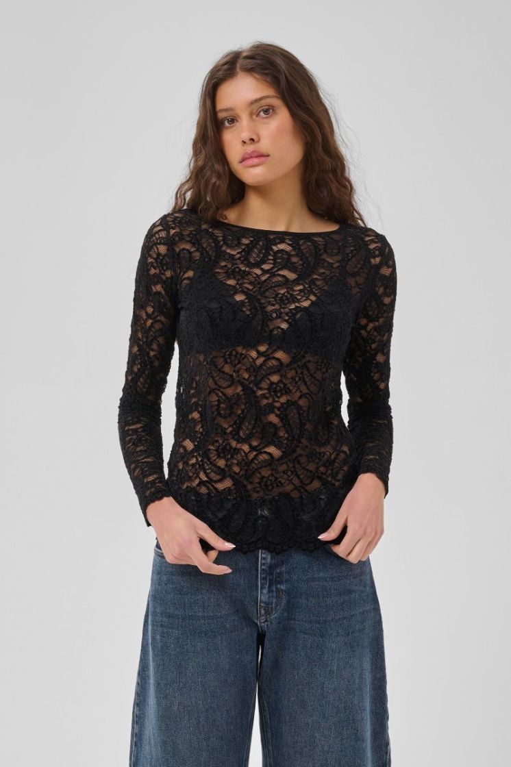 Salvi LS Lace Blouse 100031 Black