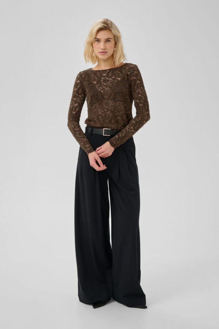 Salvi LS Lace Blouse 109828 Dark Bro