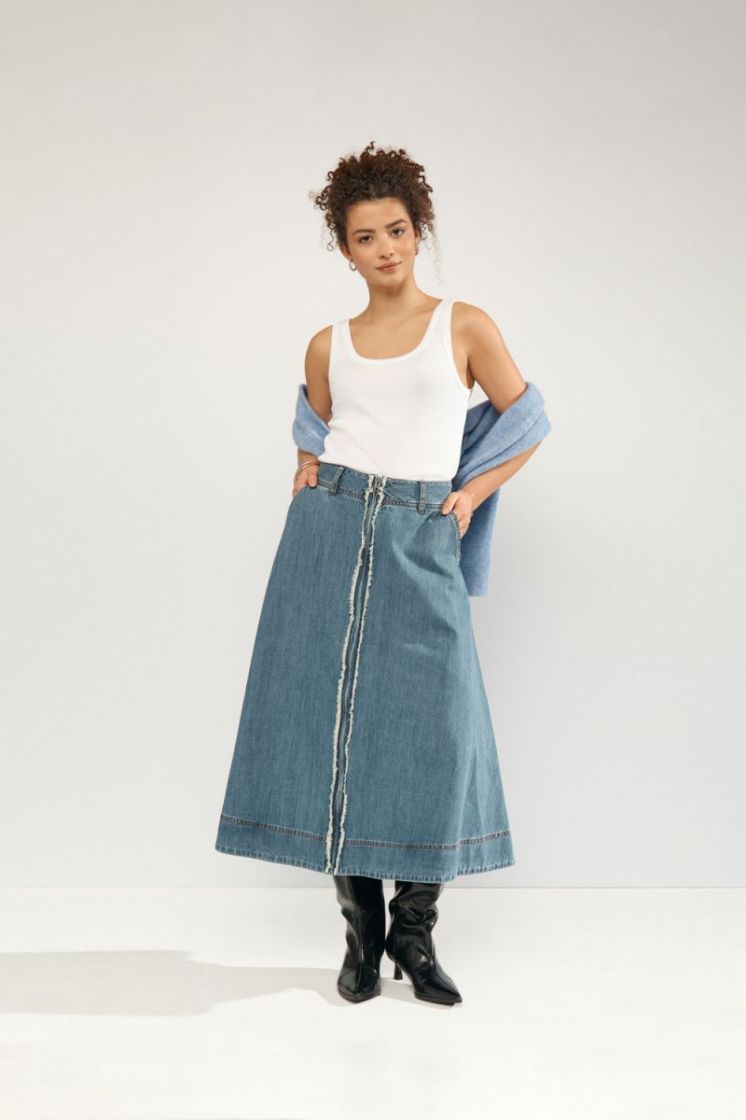 Sandie denim long skirt 3013 medium blu