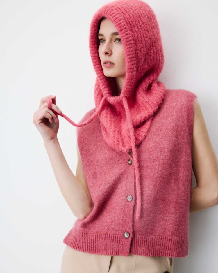 Wool-blend balaclava blush