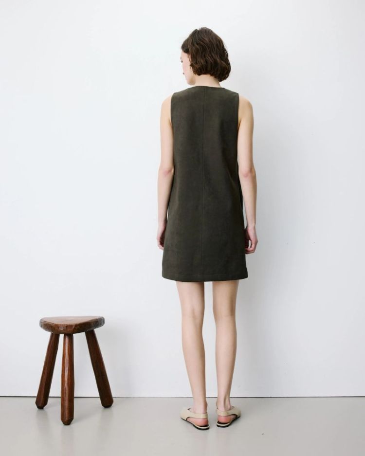 short suede-effect dress Anaya kaki