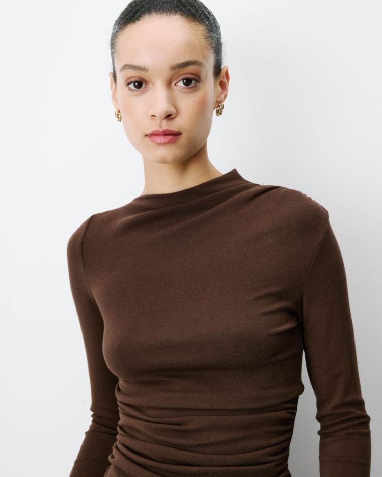 asymmetric draped top Aurygny chocolat
