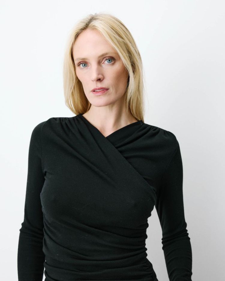 Ruched wrap top noir Azul noir