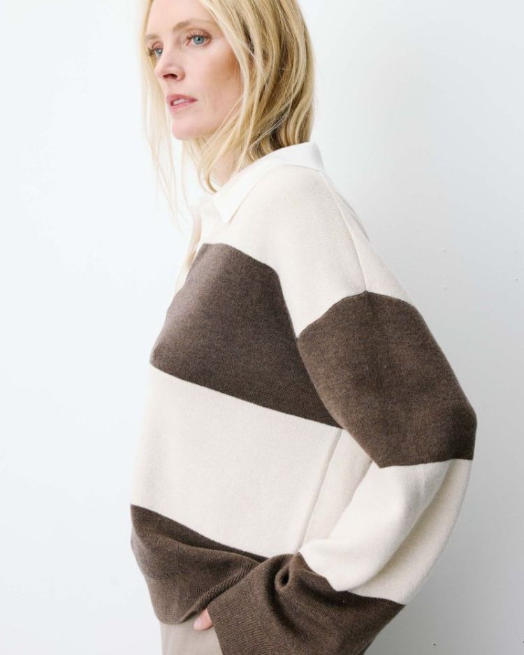 Striped polo sweater Astre sable