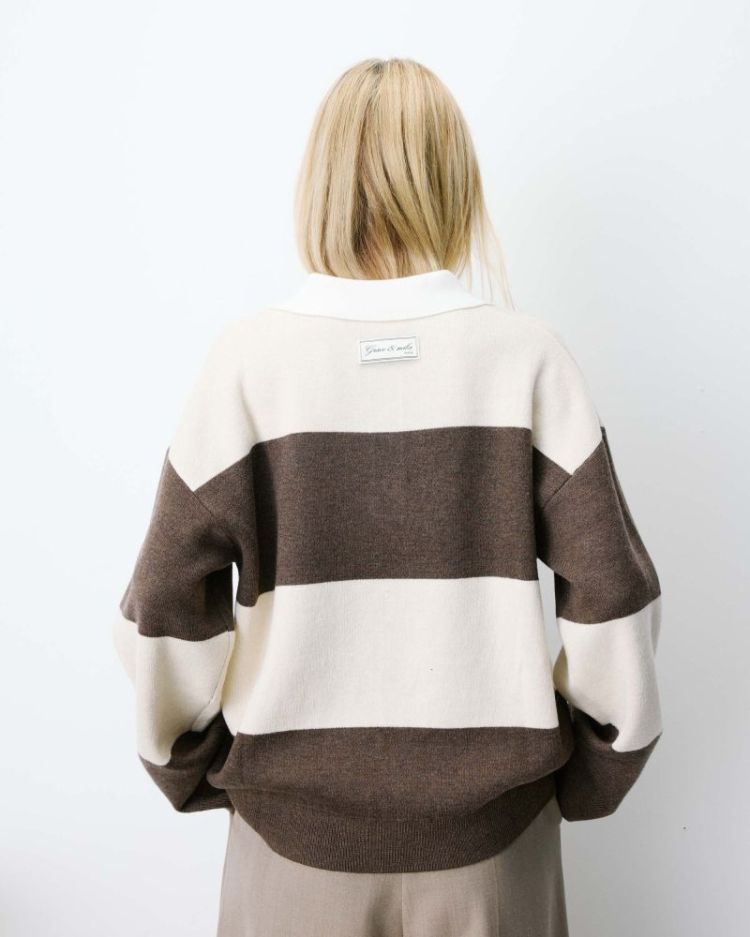 Striped polo sweater Astre sable